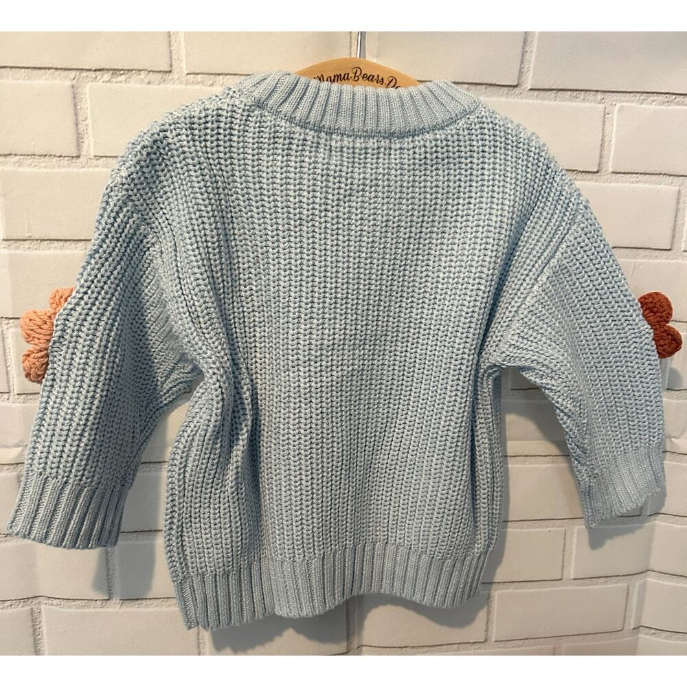 Baby Girl 12 Months blue hand-embroidered Petal & Pine Blue Sweater 100% Cotton - Picture 3 of 4